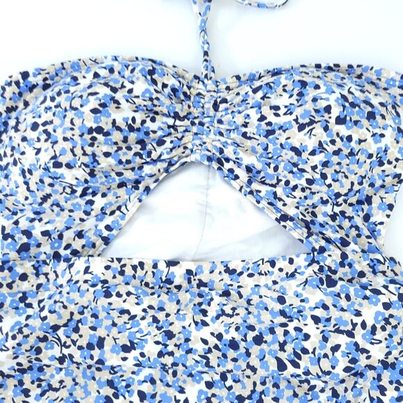 MICHAEL Michael Kors One Piece Swimsuit Monokini Size 10 Blue Tan Floral Ditzy - Picture 5 of 8